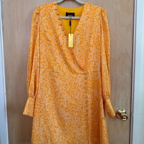 Alexia Admor Yellow Floral Paisley Button Wrap Dress - Size 8 - Picture 1 of 3